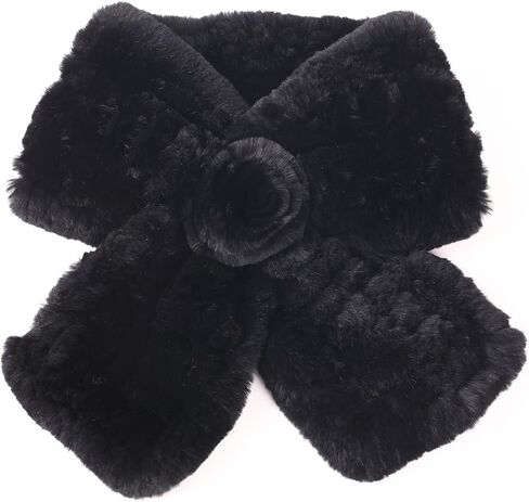 Valpeak Real Fur Scarves Women Winter Fur Neck Warmer Scarf Cold Weather Rabbit Knitted Fuzzy Fluffy in Kuwait