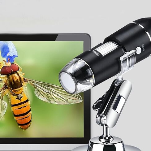 Balacoo 1600x USB مجهر رقمي مكبر إلكتروني عالي الوضوح للاستخدام المنزلي مع إضاءة LED وحامل مراقبة مرن in Kuwait
