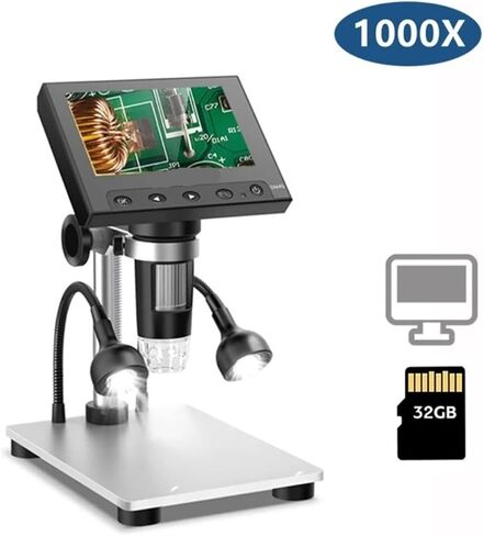 DM4S 4.3 Inch LCD Digital Microscope 1000X LED 1080P Video Camera for Electronics Soldering Phone Repair Coin in Kuwait