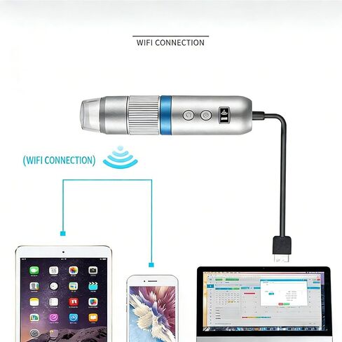 Yoidesu مجهر رقمي لاسلكي 50X-1000X تكبير 1920x1080 HD مجهر USB محمول مع 8 أضواء LED للهاتف اللوحي والكمبيوتر in Saudi Arabia