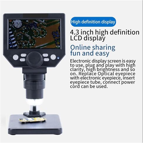 مجهر عدسة مجهر G1000 مجهر رقمي لحام 4.3 بوصة قاعدة كبيرة شاشة LCD 8MP 1-1000X عدسة مكبرة مكبرة مستمرة للمجهر البصري in Kuwait