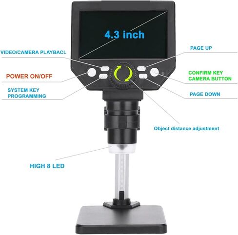مجهر عدسة مجهر G1000 مجهر رقمي لحام 4.3 بوصة قاعدة كبيرة شاشة LCD 8MP 1-1000X عدسة مكبرة مكبرة مستمرة للمجهر البصري in Kuwait
