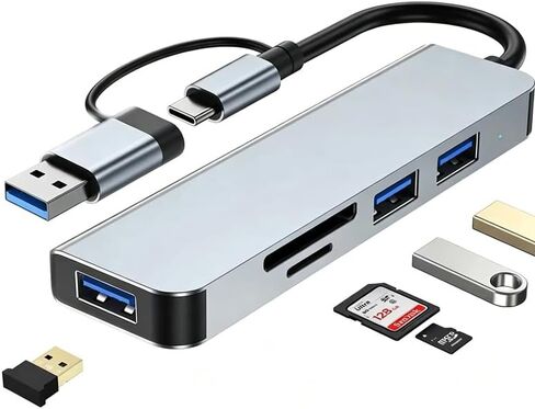USB Hub with Multiple Ports, Multi-Port Expansion Adapter with USB 2.0/3.0and Type-C Connectivity (Grey-8IN2) in Kuwait