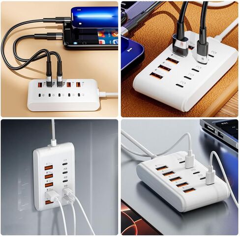 محول طاقة USB C Hub من واحد إلى عشرة محول طاقة 5xusb+5xtype-C 66 وات ملحقات الكمبيوتر المحمول USB C Splitter لأجهزة MacBook Pro وMacBook Air والهواتف الذكية من Dell والمزيد، بدون حزمة in Kuwait