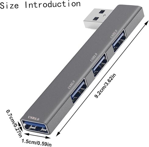 Portable Right Angle Aluminum Alloy USB 3.0 Hub, 4 Ports USB (1 USB 3.0 Ports, 3 USB 2.0 Ports) for laptops, USB Sticks, Mobile Hard Drives, etc. in Kuwait