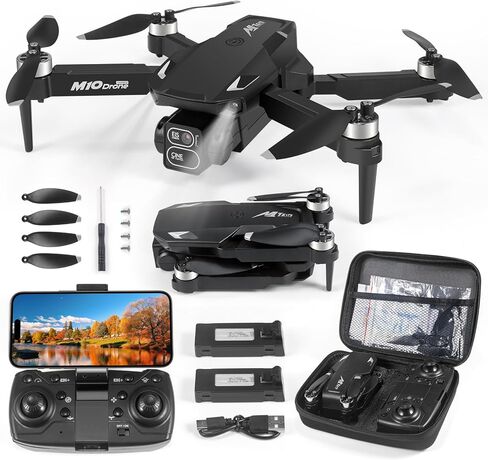طائرة بدون طيار صغيرة مع كاميرا، طائرة بدون طيار 4K HD FPV للمبتدئين، محرك بدون فرش، تثبيت الارتفاع، صورة شخصية للإيماءات، مفتاح واحد للإرجاع/إيقاف الطوارئ، تقلبات ثلاثية الأبعاد، طيران نقطة الطريق، بطاريتان، طائرة RC كوادكوبتر قابلة للطي. in Kuwait