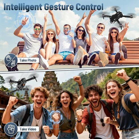 طائرة بدون طيار صغيرة مع كاميرا، طائرة بدون طيار 4K HD FPV للمبتدئين، محرك بدون فرش، تثبيت الارتفاع، صورة شخصية للإيماءات، مفتاح واحد للإرجاع/إيقاف الطوارئ، تقلبات ثلاثية الأبعاد، طيران نقطة الطريق، بطاريتان، طائرة RC كوادكوبتر قابلة للطي. in Kuwait