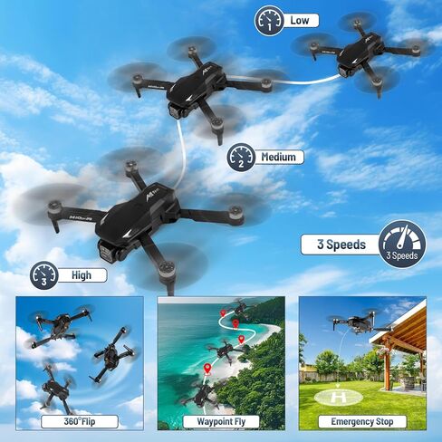 طائرة بدون طيار صغيرة مع كاميرا، طائرة بدون طيار 4K HD FPV للمبتدئين، محرك بدون فرش، تثبيت الارتفاع، صورة شخصية للإيماءات، مفتاح واحد للإرجاع/إيقاف الطوارئ، تقلبات ثلاثية الأبعاد، طيران نقطة الطريق، بطاريتان، طائرة RC كوادكوبتر قابلة للطي. in Kuwait