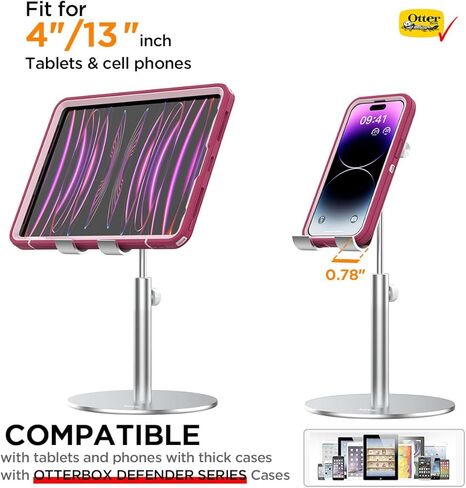 for iPad Tablet Stand for Desk, Adjustable Desktop Cell Phone Stand Holder for iPad Pro 9.7/10.5/11/12.9/Air Mini 5th/6th Generation, iPhone 16/15/14/13/12/11, Samsung Tablet, Tab (3.5-13") in Kuwait
