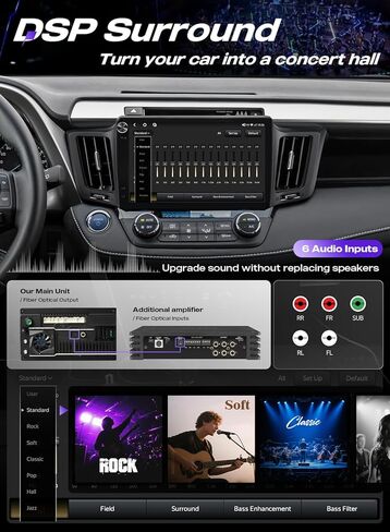 ستيريو سيارة 8 جيجابايت + 128 جيجابايت لسيارة Toyota RAV4 2013-2018، شاشة لمس 10.2 بوصة، CarPlay اللاسلكي وAndroid Auto، Android 12، 4G LTE 5G WiFi، Bluetooth 5.0، DSP، 8-Core in Kuwait