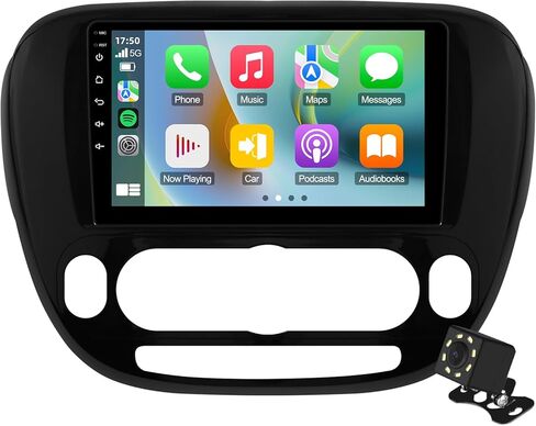 ستيريو سيارة Linux مزدوج الدين لكيا سول 2014-2019 مع شاشة لمس 9 بوصة وراديو مدمج لاسلكي Carplay/Android Auto/Bluetooth/FM/USB/عناصر تحكم في عجلة القيادة/كاميرا احتياطية in Kuwait