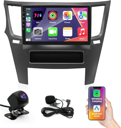 8 Core 4+64G Android 14 Car Stereo Radio for Subaru Legacy Outback 2010-2014, 9" IPS HD Touch Screen Radio with Wireless CarPlay/Android Auto/WiFi/GPS/Bluetooth/FM/SWC/AHD Backup Camera/Mic/USB in Kuwait