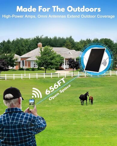 Solar WiFi Extender Outdoor, Solar WiFi Repeater Outdoor, Solar Powered WiFi Extender for Garden, Farm & Ranch,15W Solar Panel, 26000mAh Battery, IP65 Waterproof in Kuwait