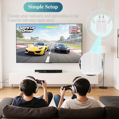 موسع إشارة WiFi معزز 2026 موسع الإنترنت طويل المدى يغطي مساحة تصل إلى 8470 مترًا مربعًا. قدم. للمنزل والشقة الطابق السفلي مكتب البيت in Kuwait