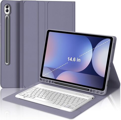 for Samsung Galaxy Tab S10 Ultra/S9 Ultra/S8 Ultra 14.6in Case with Keyboard, Detachable Wireless Keyboard Case for Galaxy S10Ultra Tablet with Pen Holder, Smart Cover for Samsung 14.6in, Gray-Purple in Kuwait
