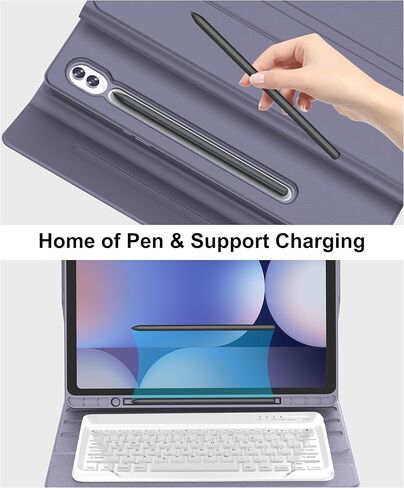 for Samsung Galaxy Tab S10 Ultra/S9 Ultra/S8 Ultra 14.6in Case with Keyboard, Detachable Wireless Keyboard Case for Galaxy S10Ultra Tablet with Pen Holder, Smart Cover for Samsung 14.6in, Gray-Purple in Kuwait