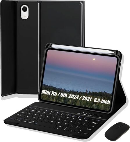 Keyboard Case for iPad mini 7 (A17 Pro 2024) / Mini 6 (2021) 8.3inch,with Mouse and Detachable Keyboard,Case with Pencil Holder for iPad mini 7th/6th Generation in Kuwait