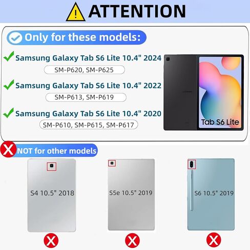 حافظة لوحة مفاتيح لجهاز سامسونج جالاكسي تاب S6 لايت 10.4 بوصة، ماوس و7 ألوان لوحة مفاتيح قابلة للفصل بإضاءة خلفية، حامل قابل للتعديل مدمج في حامل قلم S، ميزة النوم/الاستيقاظ التلقائي، أسود in Kuwait