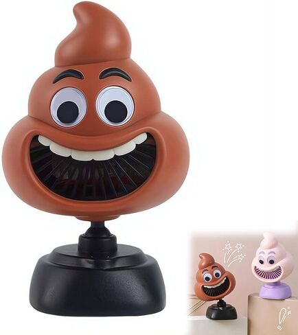 مروحة مكتب محمولة من Funny Poop، مروحة USB صغيرة قابلة لإعادة الشحن مع 3 سرعات، شكل كرتوني لطيف مع عيون جوجلي للسفر في المكتب والمنزل (قهوة) in Kuwait