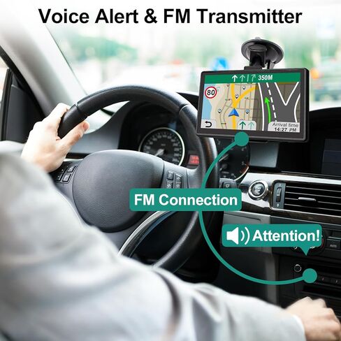 نظام ملاحة GPS للسيارة مع تحديث مجاني مدى الحياة لخرائط 2026، نظام ملاحة GPS للسيارة مقاس 7 بوصات للسائقين التجاريين للشاحنات مع بحث POI/ZIP، دعم FM، التوجيه الصوتي، تنبيهات Speedcam/Red Light in Kuwait