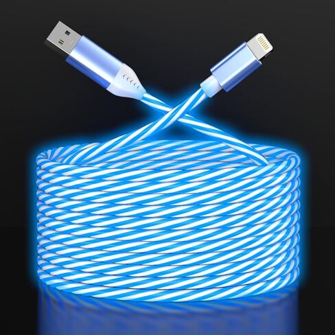 Blue Light Up Cool Flowing LED Breathing USB A to Lightning Car Glowing Charge Cable for iPhone,RGB Glowing Cord for Apple iPhone 14/13/12/11 Pro Max/XR/XS/SE,iPad-6FT (MFi Certified) in Kuwait