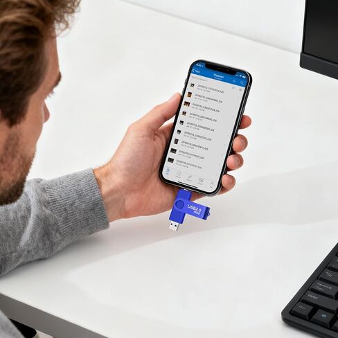 16GB USB Flash Drive Micro-USB/USB-A 2 in 1 OTG Rotatable Memory Stick Pen Drive Date Storage Pendrive Thumb for Android Phone/Tablets/PC (Blue) in Kuwait
