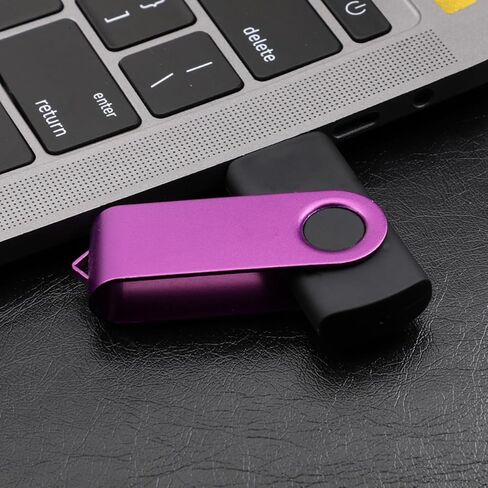 محرك أقراص فلاش USB سعة 128 جيجابايت مع محول من النوع C وحبل، محرك أقراص USB 2.0 معدني عالي السرعة قابل للدوران 360 درجة للهاتف/الوسادة/الكمبيوتر الشخصي/الكمبيوتر المحمول - (أرجواني 128 جيجابايت) in Kuwait