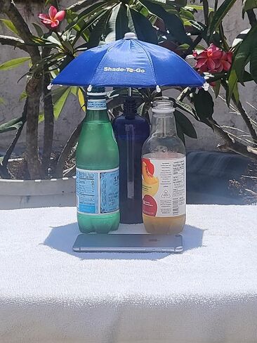 Shade-to-Go Freestanding Phone & Drink Umbrella - Weighted Base for Wind Resistance - Smartphone Sun Shade & Beverage Canopy for Poolside, Beach & Patio Tables in Kuwait