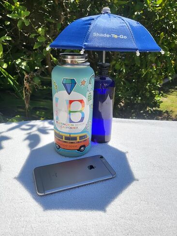 Shade-to-Go Freestanding Phone & Drink Umbrella - Weighted Base for Wind Resistance - Smartphone Sun Shade & Beverage Canopy for Poolside, Beach & Patio Tables in Kuwait