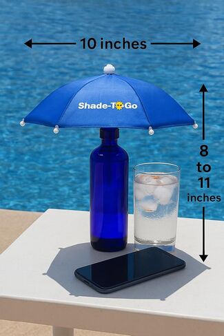 Shade-to-Go Freestanding Phone & Drink Umbrella - Weighted Base for Wind Resistance - Smartphone Sun Shade & Beverage Canopy for Poolside, Beach & Patio Tables in Kuwait