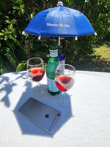 Shade-to-Go Freestanding Phone & Drink Umbrella - Weighted Base for Wind Resistance - Smartphone Sun Shade & Beverage Canopy for Poolside, Beach & Patio Tables in Kuwait