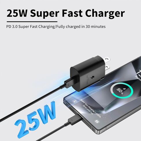 Super Fast Charger Type C, 2 Pack USB C Charger Blocks with 10FT+6FT USB C to C Charger Cord, Support PPS PD3.0, Compatible with Galaxy S25 Ultra/S24+/S23/S22, Phone 17 Pro Max/16 Pro/15 Plus/Air,etc in Kuwait