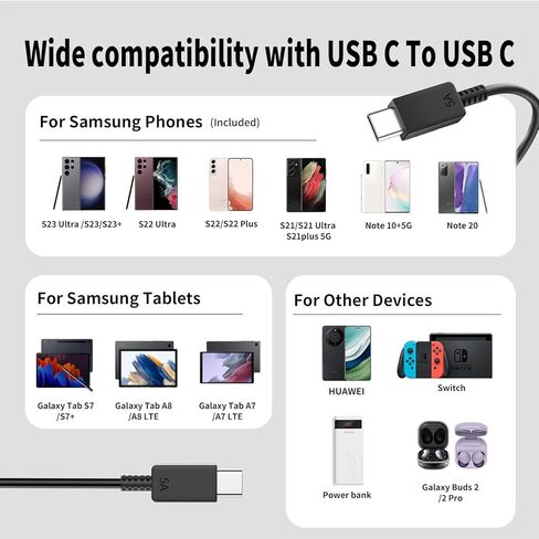 Super Fast Charger Type C, 2 Pack USB C Charger Blocks with 10FT+6FT USB C to C Charger Cord, Support PPS PD3.0, Compatible with Galaxy S25 Ultra/S24+/S23/S22, Phone 17 Pro Max/16 Pro/15 Plus/Air,etc in Kuwait
