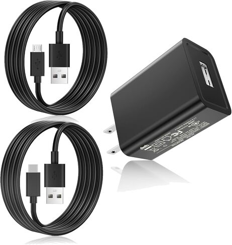 محول طاقة 5 فولت 2 أمبير، كتلة شاحن DC 5 فولت 2 أمبير 1 أمبير، مع كابلات USB إلى النوع C وUSB إلى Micro USB، متوافق مع جهاز Kindle Fire Tablet، وهواتف Android، وسماعات الرأس، ومكبرات الصوت، والكاميرا وما إلى ذلك. in Kuwait