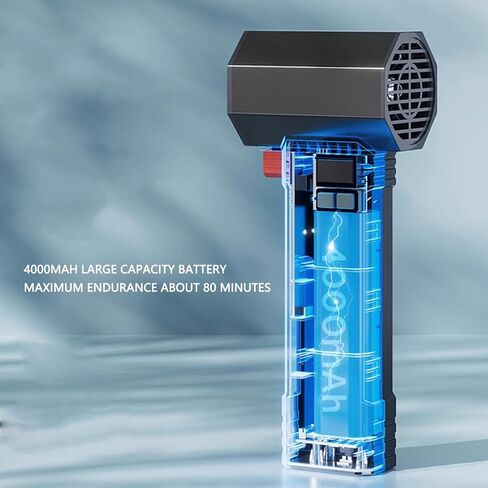 Cordless Blower 50000RPM 1600g Thrust Electric Air Duster 64mm Duct Turbine Fan for Car Industrial Cleaning with LED Light 4 Speed Adjustable Portable Mini Handheld Dryer (US Plug) in Kuwait