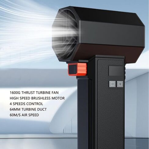 Cordless Blower 50000RPM 1600g Thrust Electric Air Duster 64mm Duct Turbine Fan for Car Industrial Cleaning with LED Light 4 Speed Adjustable Portable Mini Handheld Dryer (US Plug) in Kuwait