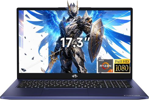 كمبيوتر محمول NIMO 2026، 8 نوى AMD R7 7735HS 32 جيجابايت DDR5 RAM 1 تيرابايت SSD (حتى 4.75 جيجا هرتز، Beat i7-12650H) كمبيوتر محمول للألعاب مع وحدة معالجة رسومات Radeon 680M، شاشة كبيرة 17.3 بوصة IPS FHD، زاوية مفتوحة 180 درجة، كاميرا ويب، نوع C، Wi-Fi 6E in Kuwait
