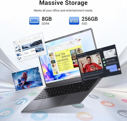 15.6 Inch Laptop Computer, AMD 3020e Processor (Up to 2.6GHz), 8GB RAM 256GB SSD, 1080P IPS FHD Display, USB3.2, Type-C, HDMI, WiFi 5, Win11 Laptop, Notebook Laptops for Business and Students in Kuwait