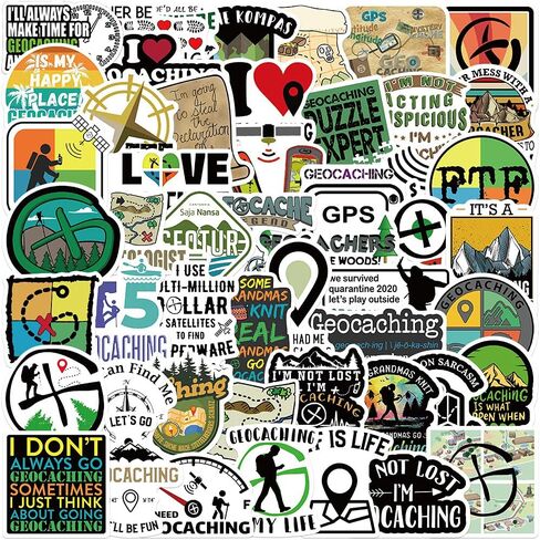 50Pcs Geocaching Stickers, Adventure Aesthetic Outdoor Bulk,Forest Trees Animals for Kids Teens Water Bottle,Laptop Suitcase,car,Fridge,Phone,Diary,Sticker Collectors(DiLiBZ) in Saudi Arabia