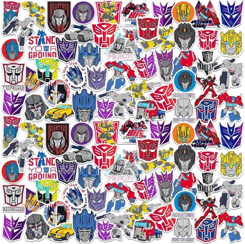 Transformers Variety Vinyl Stickers 50ct – Large Waterproof Die‑Cut Decals for Laptop, Water Bottle, Tablet, Luggage, Skateboard & Indoor/Outdoor Surfaces in Kuwait