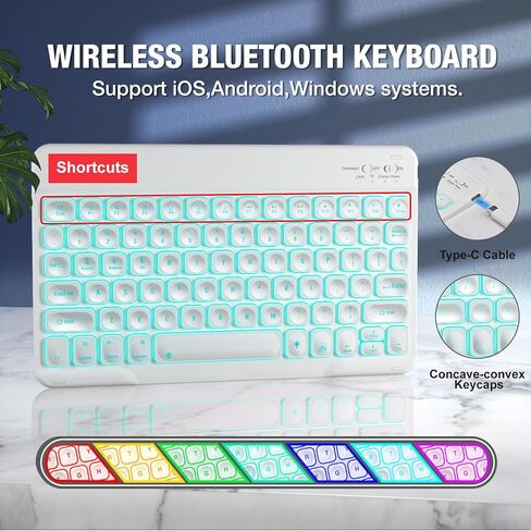 حافظة لوحة المفاتيح BLUTLOTUS لجهاز iPad الجيل السابع/الثامن/التاسع 10.2 بوصة 2019/2020/2021، حافظة لوحة مفاتيح مغناطيسية قابلة للدوران 360 درجة مع أخدود حامل القلم الرصاص، لوحة مفاتيح لاسلكية قابلة للفصل بإضاءة خلفية 7 ألوان (أخضر) in Kuwait
