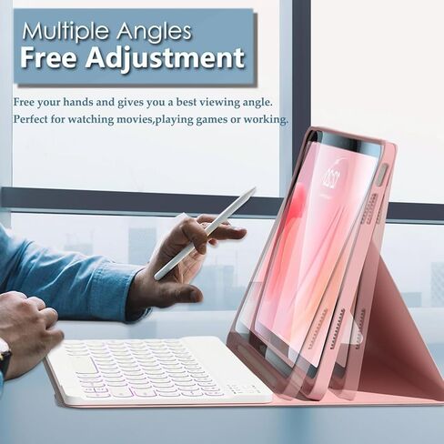 حافظة لوحة مفاتيح بإضاءة خلفية لجهاز Samsung Galaxy Tab S11 5G 11 بوصة موديل 2025 (SM-X730/X736B) مع واقي شاشة وماوس، حافظة Wineecy 7 ألوان قابلة للفصل ولوحة مفاتيح لاسلكية من جلد البولي يوريثان in Kuwait