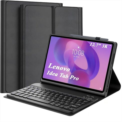 حافظة لوحة مفاتيح قابلة للفصل لجهاز Lenovo Idea Tab Pro 12.7 بوصة 2025 (TB373FU/TB373ZC/TB375FC)، حافظة لوحة مفاتيح مغناطيسية لجهاز Lenovo Idea Tab Pro 12.7 بوصة 2025 مع حامل قلم، 3 زوايا تعديل، أسود in Saudi Arabia