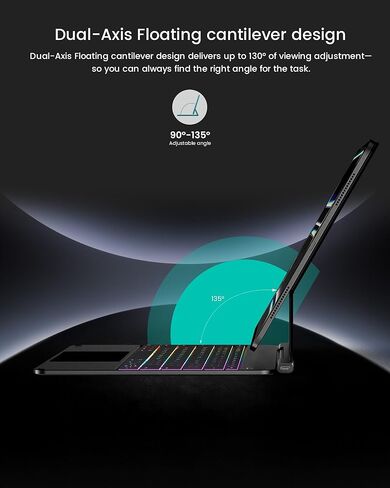 حافظة لوحة المفاتيح Edge Pro لجهاز iPad Pro 13 بوصة M5/M4(2025/2024)، غلاف من الألومنيوم، لوحة مفاتيح بإضاءة خلفية على الطراز السحري، نحيفة 3.98 مم، خفيفة الوزن للغاية، لوحة تتبع دقيقة، أسود فضائي in Kuwait