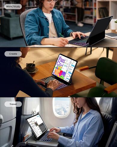 حافظة لوحة المفاتيح Edge Pro لجهاز iPad Pro 13 بوصة M5/M4(2025/2024)، غلاف من الألومنيوم، لوحة مفاتيح بإضاءة خلفية على الطراز السحري، نحيفة 3.98 مم، خفيفة الوزن للغاية، لوحة تتبع دقيقة، أسود فضائي in Kuwait