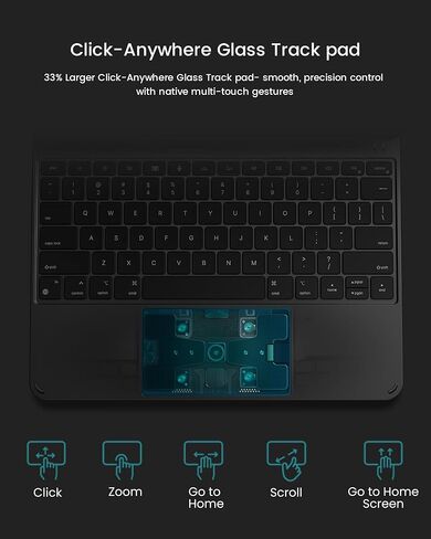 حافظة لوحة المفاتيح Edge Pro لجهاز iPad Pro 13 بوصة M5/M4(2025/2024)، غلاف من الألومنيوم، لوحة مفاتيح بإضاءة خلفية على الطراز السحري، نحيفة 3.98 مم، خفيفة الوزن للغاية، لوحة تتبع دقيقة، أسود فضائي in Kuwait
