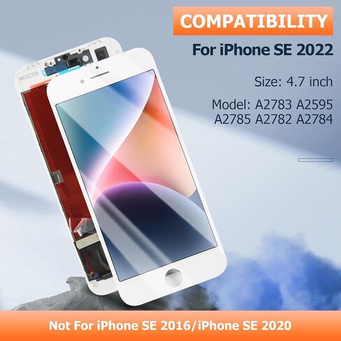 AGCUT for iPhone SE 3rd Generation 2022 Screen Replacement for iPhone SE 2022 LCD Display A2595 LCD Digitizer Touch Screen Repair Parts White in Kuwait