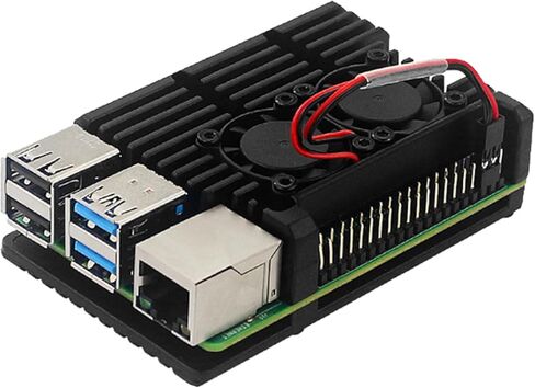 علبة معدنية سوداء اللون مزودة بمروحة مزدوجة لتبريد Raspberry Pi 4 Model B 4B US in Kuwait