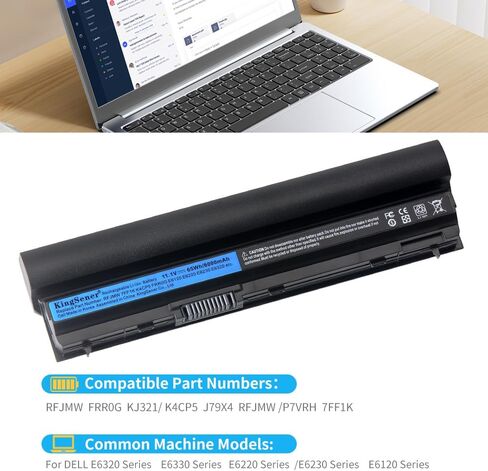 استبدال بطارية الكمبيوتر المحمول RFJMW E6230 لجهاز DELL Latitude E6220 E6330 E6320 E6120 E6430s FRR0G UJ499 7FF1K 312-1241 99GXD5 312-1446 TPHRG KJ321 Y61CV 11.1V 65WH in Kuwait