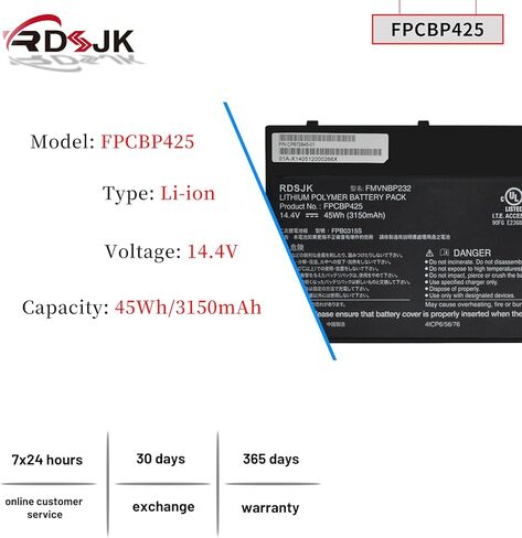 FPCBP425 FMVNBP232 بطارية الكمبيوتر المحمول لفوجيتسو لايف بوك U745 T935 T936 T904 T904U سلسلة FPCBP425AP FPB0315S CP703451-01 CP651077-02 14.4V 45Wh in Kuwait